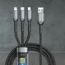 3-in-1 Silicon Fast Charging Cable – 100W, 1.2m, Black