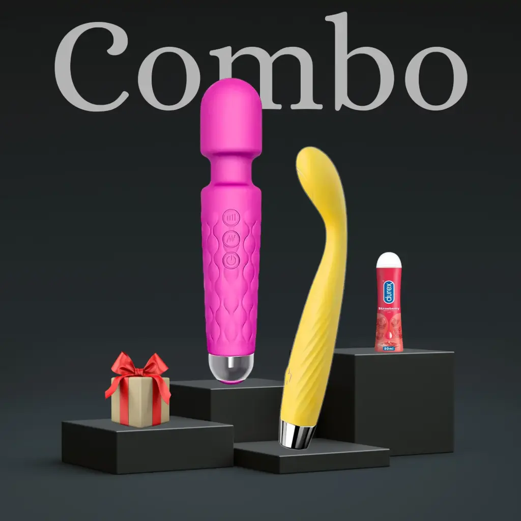 Ultimate Relaxation Combo – Pink Wand Massager, Yellow Groove Massager, 50ml Lubricant & Mystery Box