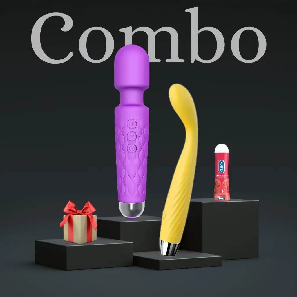 Ultimate Relaxation Combo – Purple Wand Massager, Yellow Groove Massager, 50ml Lubricant & Mystery Box