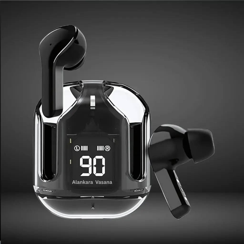 Ultrapods Pro TWS – Transparent Case with LED Display (Black)