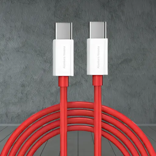 [AV-CTOC-RED] 65W Warp/Dash Type-C to C Cable – Fast Charge & Data Sync, 1M, Red