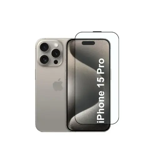 [AV-SP-IP15P] Military-Grade Gorilla Glass – iPhone 15 Pro , Black, Edge-to-Edge