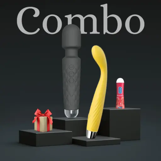 Ultimate Relaxation Combo – Black Wand Massager, Yellow Groove Massager, 50ml Lubricant & Mystery Box