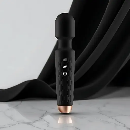 [AV-BM-WND-BLK] Cordless Body Wand Massager – 28 Modes, Rechargeable & Water Resistant , Black(Black)